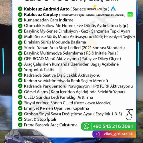 CLİO 5 TOUCH PAKET GİZLİ ÖZELLİK AKTİVASYONU