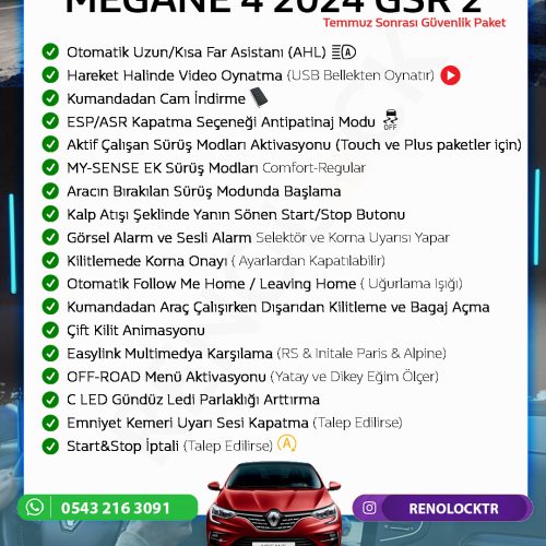 MEGANE 4 2024 GSR 2 PAKET GİZLİ ÖZELLİK AKTİVASYONU