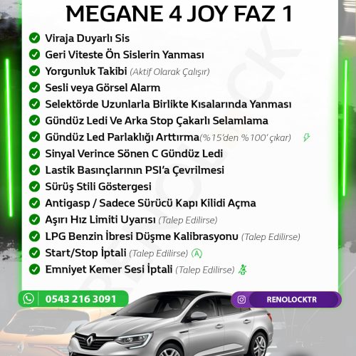 MEGANE 4 JOY FAZ 1 GİZLİ ÖZELLİK AKTİVASYONU