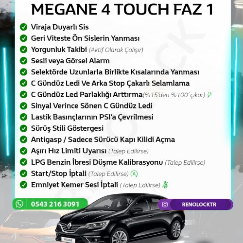 MEGANE 4 TOUCH FAZ 1 GİZLİ ÖZELLİK AKTİVASYONU