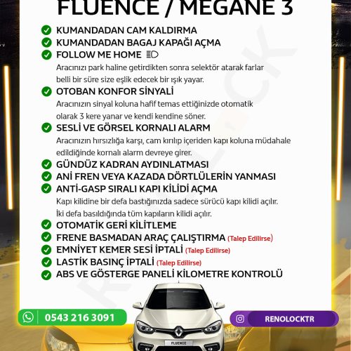 FLUENCE / MEGANE 3 GİZLİ ÖZELLİK AKTİVASYONU
